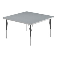 Correll 36" Square Gray Granite 19"-29" Adjustable Height Thermal-Fused Laminate Top Activity Table with Black Legs and Gray T-Mold