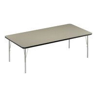 Correll Deluxe 36" x 60" Rectangular Savannah Sand 19"-29" Adjustable Height High-Pressure Laminate Top Activity Table with Silver Legs and Black T-Mold