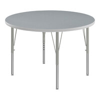 Correll Deluxe Round Gray Granite 19"-29" Adjustable Height High-Pressure Laminate Top Activity Table with Silver Legs and Gray T-Mold
