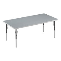 Correll Deluxe 30" x 60" Rectangular Gray Granite 19"-29" Adjustable Height High-Pressure Laminate Top Activity Table with Black Legs and Gray T-Mold