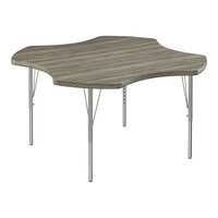 Correll Deluxe 48" Clover New England Driftwood 19"-29" Adjustable Height High-Pressure Laminate Top Activity Table with Silver Legs and Driftwood T-Mold