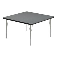 Correll Deluxe 42" Square Montana Granite 19"-29" Adjustable Height High-Pressure Laminate Top Activity Table with Silver Legs and Black T-Mold