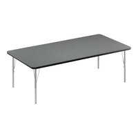 Correll Deluxe 36" x 72" Rectangular Montana Granite 19"-29" Adjustable Height High-Pressure Laminate Top Activity Table with Silver Legs and Black T-Mold