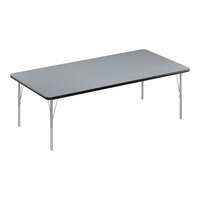 Correll Deluxe 36" x 60" Rectangular Gray Granite 19"-29" Adjustable Height High-Pressure Laminate Top Activity Table with Silver Legs and Black T-Mold