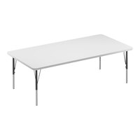 Correll 36" x 60" Rectangular White 19"-29" Adjustable Height High-Pressure Dry Erase Board Top Activity Table with Black Legs and Gray T-Mold