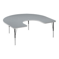 Correll Deluxe 60" x 66" Horseshoe Gray Granite 19"-29" Adjustable Height High-Pressure Laminate Top Activity Table with Black Legs and Gray T-Mold