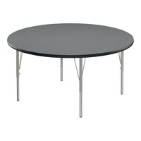 Correll Deluxe 48" Round Montana Granite 19"-29" Adjustable Height High-Pressure Laminate Top Activity Table with Silver Legs and Black T-Mold