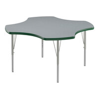 Correll Deluxe 48" Clover Gray Granite 19"-29" Adjustable Height High-Pressure Laminate Top Activity Table with Silver Legs and Green T-Mold