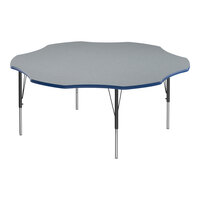 Correll 60" Flower Gray Granite 19"-29" Adjustable Height Thermal-Fused Laminate Top Activity Table with Black Legs and Blue T-Mold