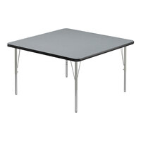 Correll Deluxe Square Gray Granite 19"-29" Adjustable Height High-Pressure Laminate Top Activity Table with Silver Legs and Black T-Mold