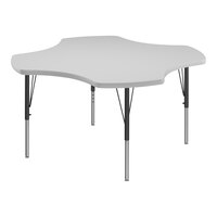 Correll 48" Clover White 19"-29" Adjustable Height High-Pressure Dry Erase Board Top Activity Table with Black Legs and Gray T-Mold