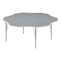 Correll 60" Flower Gray Granite 19"-29" Adjustable Height Thermal-Fused Laminate Top Activity Table with Silver Legs and Gray T-Mold