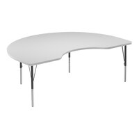 Correll 48" x 72" Kidney White 19"-29" Adjustable Height High-Pressure Dry Erase Board Top Activity Table with Black Legs and Gray T-Mold