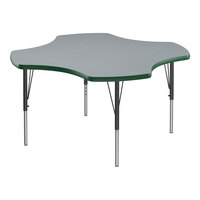 Correll Deluxe 48" Clover Gray Granite 19"-29" Adjustable Height High-Pressure Laminate Top Activity Table with Black Legs and Green T-Mold