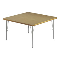 Correll Deluxe Square Fusion Maple 19"-29" Adjustable Height High-Pressure Laminate Top Activity Table with Silver Legs and Fusion Maple T-Mold
