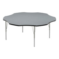 Correll EconoLine 60" Flower Gray Granite 19"-29" Adjustable Height Melamine Top Activity Table with Silver Legs and Black T-Mold