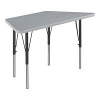 Correll Trapezoid Gray Granite 19"-29" Adjustable Height Thermal-Fused Laminate Top Activity Table with Black Legs and Gray T-Mold