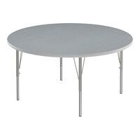 Correll Deluxe 60" Round Gray Granite 19"-29" Adjustable Height High-Pressure Laminate Top Activity Table with Silver Legs and Gray T-Mold