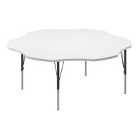 Correll 60" Flower White 19"-29" Adjustable Height High-Pressure Dry Erase Board Top Activity Table with Black Legs and Gray T-Mold