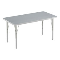 Correll Deluxe Rectangular Gray Granite 19"-29" Adjustable Height High-Pressure Laminate Top Activity Table with Silver Legs and Gray T-Mold