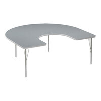 Correll Deluxe 60" x 66" Horseshoe Gray Granite 19"-29" Adjustable Height High-Pressure Laminate Top Activity Table with Silver Legs and Gray T-Mold