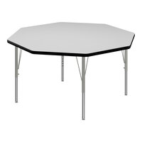 Correll 48" Octagon White 19"-29" Adjustable Height High-Pressure Dry Erase Board Top Activity Table