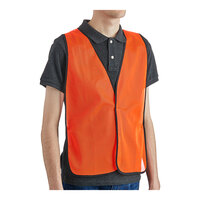 Lavex 25" x 18" Orange High Visibility General Purpose Safety Vest with Hook & Loop Closure - One Size Fits Most - 100/Case