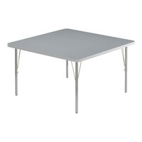 Correll 36" Square Gray Granite 19"-29" Adjustable Height Thermal-Fused Laminate Top Activity Table with Silver Legs and Gray T-Mold