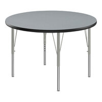 Correll Deluxe 42" Round Gray Granite 19"-29" Adjustable Height High-Pressure Laminate Top Activity Table with Silver Legs and Black T-Mold