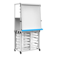 Luxor 22 1/2" x 32" White Steel Mobile Modular Teacher Dry Erase Easel with 9 Storage Bins