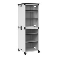 Luxor 18 1/4" x 18 1/4" Black / White Steel 6-Shelf Mobile Double Stacked Modular Classroom Bookcase with Tabletop