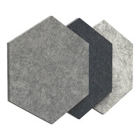 Luxor Reclaim 9 1/2" x 11" Ocean Foam PET 3-Color Stick-On Decorative Hexagon Acoustic Wall Panel Kit RCLMHEX001 - 12/Pack