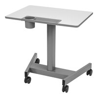 Luxor 19 1/2" x 27 1/2" x 29"-43 1/2" Light Gray Pneumatic Adjustable-Height Sit / Stand Student Desk with Pencil Tray, Bottle Holder, and Bag Hook