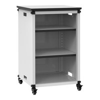 Luxor 18 1/4" x 18 1/4" Black / White Steel 3-Shelf Mobile Modular Classroom Bookcase with Tabletop