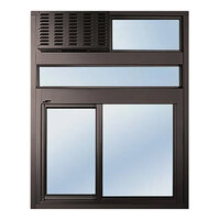 Ready Access 65327541. Model 275 47 1/2" x 4" x 59 1/2" Bronze Left-to-Right Manual Drive-Thru Window with 14" Transom and West Coast Window Package - 104/120V, 1 Phase