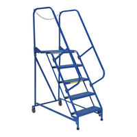 Vestil 24" x 21" x 50" Blue 5-Step Steel Maintenance Ladder with Perforated Steps LAD-MM-5-P - 350 lb. Capacity