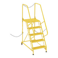 Vestil 24" x 21" x 50" Yellow 5-Step Steel Semi-Trailer Access Ladder with Perforated Steps LAD-STAL-5-P-YL - 350 lb. Capacity