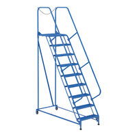 Vestil 24" x 21" x 90" Blue 9-Step Steel Maintenance Ladder with Grip Strut Steps LAD-MM-9-G - 350 lb. Capacity