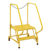 Vestil 24" x 21" x 20" Yellow 2-Step Steel Maintenance Ladder with Perforated Steps LAD-MM-2-P-YL - 350 lb. Capacity