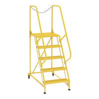 Vestil 24" x 21" x 50" Yellow 5-Step Steel Maintenance Ladder with Perforated Steps LAD-MM-5-P-YL - 350 lb. Capacity