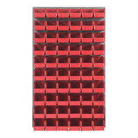 Quantum 36" x 61" Gray Steel Louvered Panel with (60) 10 7/8" x 5 1/2" x 5" Red Bins QLP-3661-230-60RD