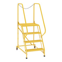 Vestil 24" x 21" x 40" Yellow 4-Step Steel Maintenance Ladder with Perforated Steps LAD-MM-4-P-YL - 350 lb. Capacity