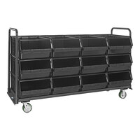 Quantum Magnum 78" x 30" x 47" Tote Truck with (12) 29" x 18 3/8" x 11 7/8" Black Bins and Casters MTT-3078-743BK