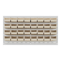 Quantum 36" x 19" Oyster White Steel Louvered Panel with (32) 5 3/8" x 4 1/8" x 3" Ivory Bins QLP-3619HC-210-32IV
