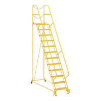 Vestil 24" x 21" x 120" Yellow 12-Step Steel Maintenance Ladder with Grip Strut Steps LAD-MM-12-G-YL - 350 lb. Capacity