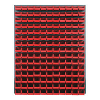 Quantum 48" x 61" Gray Steel Louvered Panel with (165) 7 3/8" x 4 1/8" x 3" Red Bins QLP-4861-220-165RD