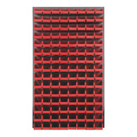 Quantum 36" x 61" Gray Steel Louvered Panel with (120) 7 3/8" x 4 1/8" x 3" Red Bins QLP-3661-220-120RD