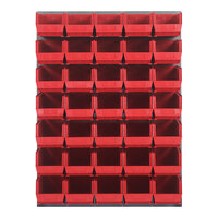 Quantum 48" x 61" Gray Steel Louvered Panel with (35) 14 3/4" x 8 1/4" x 7" Red Bins QLP-4861-240-35RD