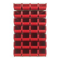 Quantum 36" x 61" Oyster White Steel Louvered Panel with (28) 14 3/4" x 8 1/4" x 7" Red Bins QLP-3661HC-240-28RD