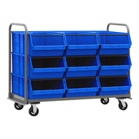 Quantum Magnum 60" x 30" x 47" Tote Truck with (9) 29" x 18 3/8" x 11 7/8" Blue Bins and Casters MTT-3060-743BL